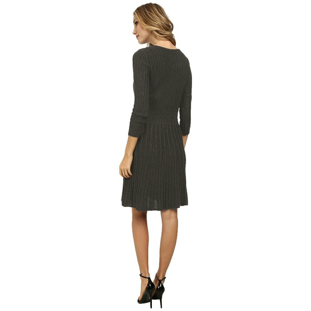 New! CALVIN KLEIN Ribbed Fit-n-Flare Sweater Dress - Picture 4 of 7